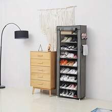 8/10-Layer Shoe Rack With Non-Woven Cover, Easy To Assemble, Portable Shoe Cabinet, Can Store 27-35 Pairs Of Shoes, Suitable For Various Scenes Such As Entrance, Suitable For Sneakers, High Heels And Boots - Màu xám 10 lớp - Xem 8