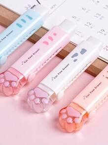 Sanrio 4pcs Cat Claw Push Pull Eraser Cute Cartoon Portable Eraser Clean Stationery For Students, Creative Stationery Cute Styling Clean Leather Eraser Fun Stationery Cute Milk Eraser Perfect Gift For Students, Graduation, Back To School, Birthdays, New Year's Gift