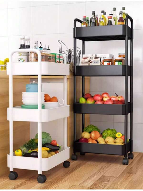 1pc Multi-Tier Rolling Cart Storage Rack, Bathroom Kitchen Bedroom Bedside Organizer Shelf For Groceries Vegetables Snacks