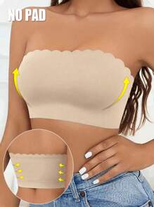 Soutien-gorge sans bretelles pour femmes, brassière sans couture sans fil, Top bandeau décontracté, confortable, élastique, avec bordure frisée, sans trace, sans rembourrage, sous-vêtements lissants, Top tube dos nu, sous-vêtements de base confortables, coupe douce, modèle sans bretelles polyvalent pour un port quotidien, soutien-gorge invisible, soutien-gorge de mariage
