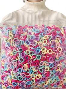 500 件女士弹力发带，柔软发圈套装，彩色马尾辫夹，适合日常使用，夏季健身瑜伽旅行发饰，发圈，发胶 - 彩色 - 查看 1