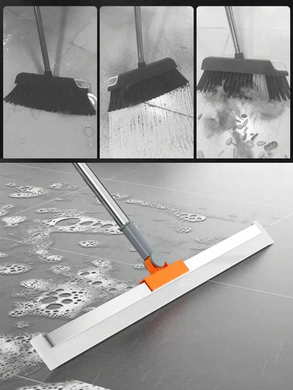 1pc/Silicone Broom, High-Position Window Cleaner, Floor Mop For Home, Bathroom, Magic Silicone Broom For Cleaning Water Back To School