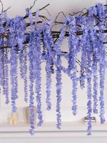 165cm Chiffon Lilac Flower Garland, Party & Wedding Hanging Decor, 1pc. Blue-Purple Artificial Flower Vertical Vines, Hangable. For Wedding Decor, Garden Decor, Living Room Decorations, Room Decor, Outdoor Decor, Home Decor, And Party Decor.