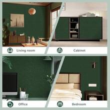 15.7" X 118" Black Silk Wallpaper Embossed Self Adhesive Peel And Stick Wallpaper Contact Paper Removable Waterproof Kitchen Vinyl Wrap Cabinet Furniture Textured Renter Friendly Wall Gift Paper - 深綠色 +工具 - 查看 5