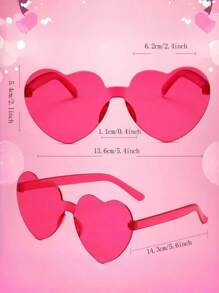 6pcs-Rimless Heart-Shaped Five-Pointed Star Shaped Frameless Glasses A Wide Range Of Transparent Candy Color Eyewear For Party Favor, Perfect For Pool And Beach Parties Summer Parties, Birthday Parties. Carnival, Fun Events Or Party Favors(Red),Valentine's Day Decorations, Valentine's Day Party Gifts