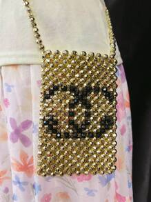 Niche Beaded Woven Hollow Mini Shoulder/Crossbody Phone Bag