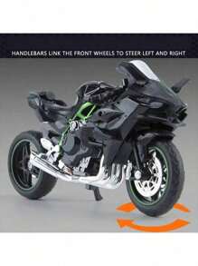 1 pièce Moto Kawasaki H2R, moto de simulation, jouet de moto en alliage, modèle de moto 3D, jouet de voiture miniature à l'échelle 1:18, décoration de moto, cadeau d'anniversaire, cadeau de fête, retour à l'école