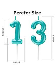 Lumânări pentru tort de ziua de naștere cu cifre albastre deschise, decorațiuni metalice pentru tort, potrivite pentru ziua de naștere, aniversare, dezvăluirea genului, petrecere a burlacilor, absolvire - temă prințesă, fără pene, lumânări multifuncționale pentru sărbători, nu necesită electricitate - Bleu - Vizualizare 3