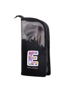 26 Alphabet Letter Pattern Makeup Brush Bag, Women Travel Storage Pouch, Large Capacity Cosmetic Organizer