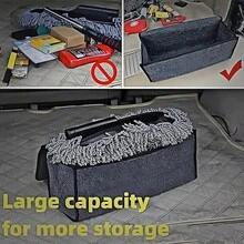 1个汽车后备箱收纳盒，便携式可折叠毛毡汽车整理盒，汽车工具收纳盒，多种尺寸可选，汽车配件 - 黑色 - 查看 5