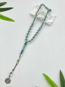 12 mm/33 piezas Pulsera de cuentas de acrílico transparente, cuentas de rosario de uso diario minimalista para hombres y mujeres, cuentas de oración musulmanas