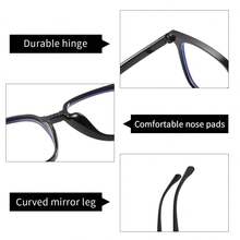 3pcs Square Large Frame Unisex Casual College Style Flat Glasses, Face Flattering - đen/trắng/xám - Xem 6