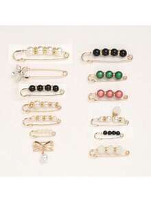 13件/套服装胸针配件腰夹紧固件可调节衣服松紧度防滑裤子腰夹 - 彩色 - 查看 13