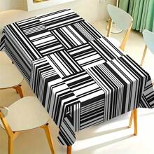 1/20pcs Classic Black Background Embellished Blue And Yellow Line Pattern Tablecloth, Vivid Image, Perfect For Indoor/Outdoor Decorations, Parties, Lunches And Dinners, Stylish Theme | Durable Tablecloths