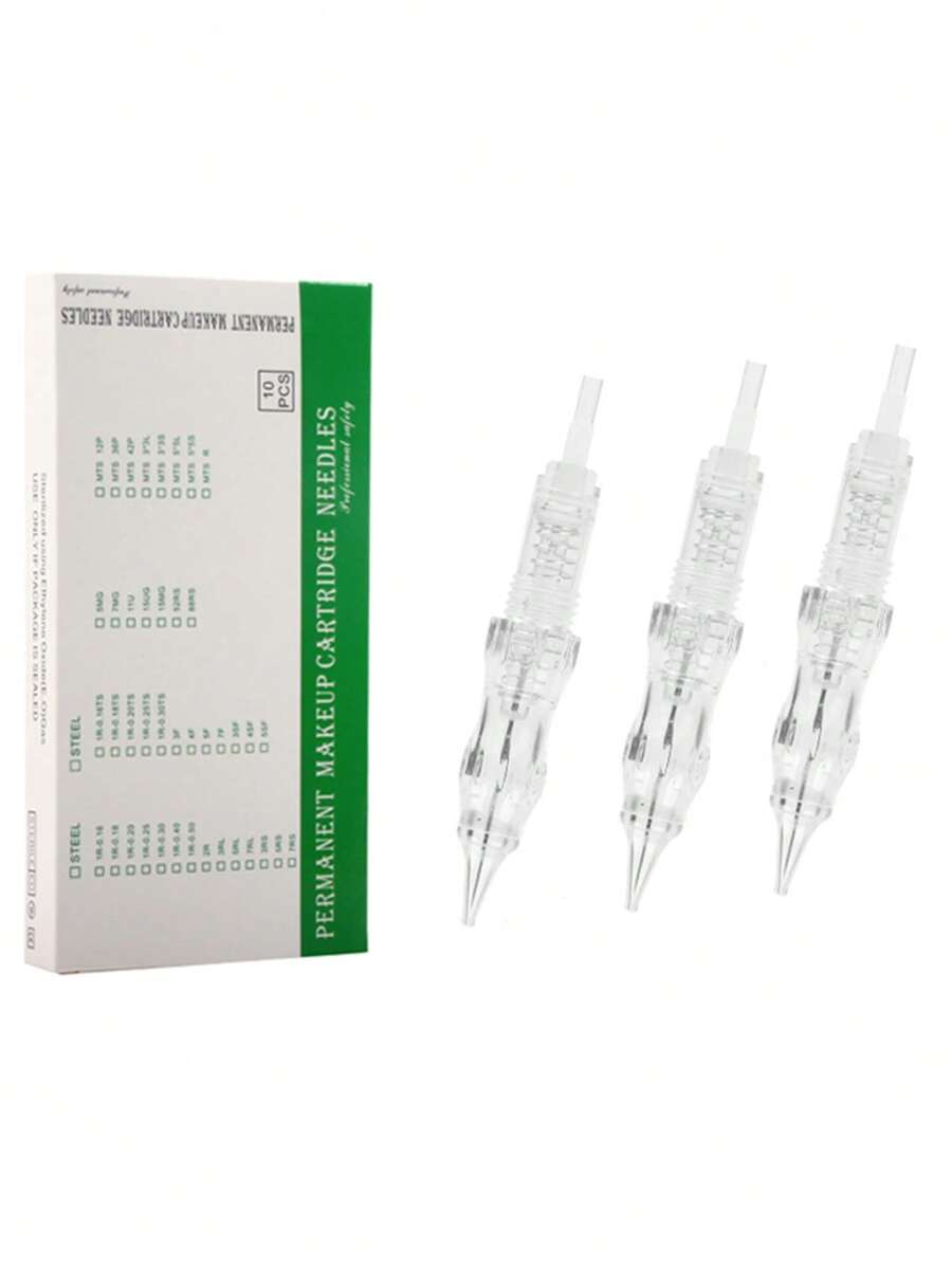 10 件装微色素针 Revolution 纹身针 永久化妆针头 适用于 P300 纹身机套件 眉针 - 紅色 - 查看 1