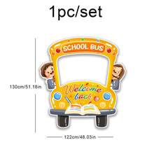 Phông nền chụp ảnh tiệc chào mừng trở lại trường, áp phích biểu ngữ ngang, trang trí tiệc ngày lễ, xe buýt trường học và nhà - Nhiều màu - Xem 7