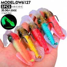 PROBEROS 5 Stücke 35g/47g Kalmar-Typ Leuchtköder aus PVC & Blei-Kopfjig für Thunfisch & Kraken, ideal für Hochseefischen