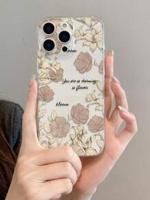 1pc Floral Print Transparent Soft TPU Phone Case, Anti-Fall Anti-Scratch Anti-Fingerprint, Camera Lens Protection, Compatible With Apple, Nothing, Pixel, INFINIX, Redmi