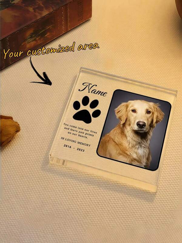 1pc Customized Pet Memorial Photo Acrylic Display, Pet Memorial Gift, Missing Pet Tribute, Pet Memorial Photo Plaque, Dog Cat Pet Memorial Gift, Meaningful Personalized Gift, Pet Memorial Photo Acrylic, Perfect Gift For Valentine's Day, Christmas, Mother's Day, Father's Day