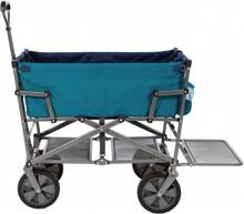MacSports Double Decker Wagons Carts Heavy Duty Foldable Outdoor Collapsible Cart Portable Lightweight Utility Cart, All Terrain Sports Wagon For Camping Gear, Groceries, And More (Teal)