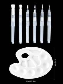 Bộ 6 cọ vẽ màu nước giữ nước, cọ vẽ lông nylon trắng, bộ dụng cụ vẽ tranh nghệ thuật. Quà tặng mùa tựu trường/tốt nghiệp, quà tặng Halloween, đêm Giáng sinh và năm mới - trắng - Xem 8