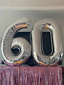 2pcs Large 40inch Silver Digital Aluminum Film Balloons, Big Number 0-9 Balloon, Birthday Party Anniversary Wedding Decorations - Silver - View 6