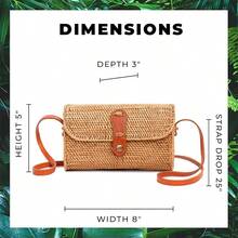 Hkr6496 Vum Crafts Round Rattan Bag For Women Handmade Ata Wicker Woven Purse Circle Square Oval Brown Straw Boho Bags - SquareSmall - View 4