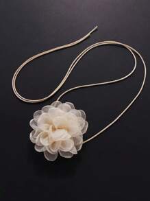1pc Retro 3D Flower Choker Fabric Floral Tie Necklace, Minimalist French Flower Necklace