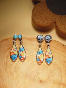 EMERY ROSE Geometric Drop Earrings - Multicolor - View 8