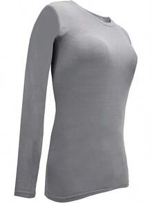 Women's Under Scrub Tee Crew Neck Long Sleeve-Shirt - 灰色 - 查看 4