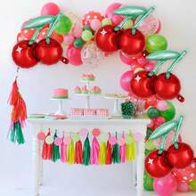 6pcs Cherry Balloons, 20 Inch Cute Cherry Foil Balloons, Red Fruit Mylar Balloons For Cherry Summer Themed Birthday Party Decoration - Multicolor - View 2