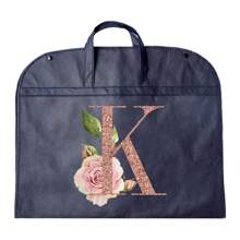 Portable Dustproof Clothing Covers Nonwovens Waterproof Clothes Dust Cover Tote Bags Rose Gold Initials A To Z Letter Pattern Clothes Dust Case Dress Protector Garment Bags Outdoors Close Organizer Dress Cover Suit Coat Storage Bag Garment Bags Wardrobe Hanging Garment Protector Cover Bag