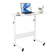 Laptop Table, Adjustable Sofa/Bed Side Table Portable Desk With Wheels Overbed Table Laptop Cart