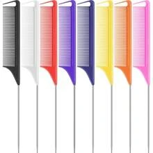 Random Professional Point-Tailed Comb Pin-Tailed Comb Rat-Tailed Comb Parting Comb Stainless Steel Tail Comb Anti-Static Hairbrush: Multi-Functional Comb For Normal Hair For Combing Out Tangles Hair Styling Candy Colours, Ideal For Hairdressers, Salons And Home Use