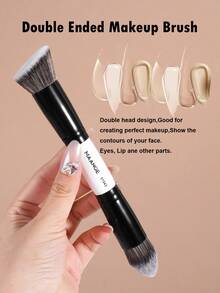 MAANGE 2支/5支装双头多功能化妆刷套装，包含：面部刷、散粉刷、腮红刷、遮瑕刷、轮廓刷、鼻影刷、眼影刷、细节刷、粉底刷、高光刷。采用优质合成毛，经久耐用，适用于日常面部彩妆，可用于液体、膏状和粉状产品。可用于打圈、晕染和面部护理。美容美妆配件，送给女性和女孩的礼物，旅行必备，情人节礼物，价格实惠，旅行化妆刷，送给女性的礼物，化妆师，专业全套化妆工具。 - 黑與白 - 查看 8