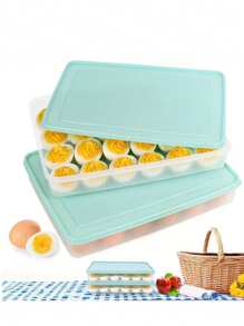 1pc Egg Holder With Lid - 24 Egg Capacity, Plastic Fridge Portable Egg Tray, Transparent Egg Storage Container, Compact Refrigerator Egg Carton, Ideal For Picnics And Parties