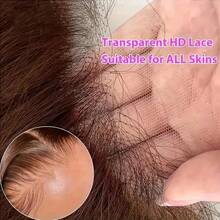 5x5 13*4 13*6 #4 长款水波纹高清蕾丝前假发，10-34 英寸蕾丝前假发，真人发丝发际线，预先拔毛，无胶假发，自然混发波浪假发，女士款 - 棕色 - 查看 9