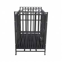 Heavy Duty Dog Crate, Free Standing Large Dog Cage, Dog Cage With Wheels, For Homes, Apartments,Pet Hospitals, Pet Stores - 黑色 - 查看 5