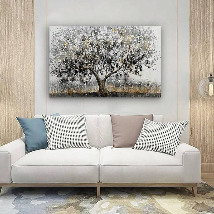 Cuadros en lienzo en blanco y negro enmarcados, pósteres de arte de paisaje, grandes decoraciones de pared para comedor, cuadros de dormitorio, decoraciones de pared sobre la cama, póster decorativo - Enmarcado(Enmarcado) - Ver 1