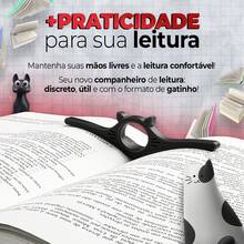 Marcador de Livros Gatinho com Apoio para Leitura - Preto - Visão 4