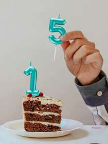 Lumânări pentru tort de ziua de naștere cu cifre albastre deschise, decorațiuni metalice pentru tort, potrivite pentru ziua de naștere, aniversare, dezvăluirea genului, petrecere a burlacilor, absolvire - temă prințesă, fără pene, lumânări multifuncționale pentru sărbători, nu necesită electricitate - Bleu - Vizualizare 4