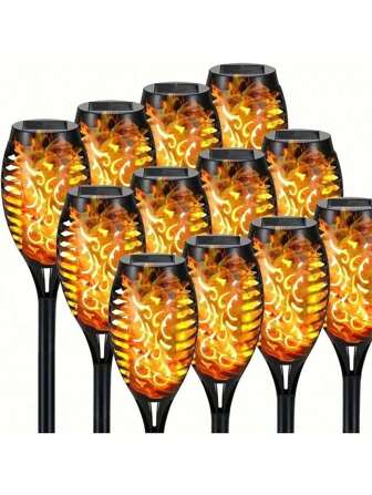 1/2/4/6/8/12 PCS 太阳能户外灯、庭院灯、夜灯、景观灯、露营灯、ABS 防水材料、12LED 灯、二手（黑色），适用于万圣节装饰/圣诞装饰/感恩节装饰/房间装饰/家居装饰/户外装饰/墙壁装饰/庭院装饰