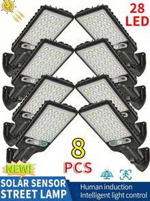 1/2/4/6/8pcs 8000W Solar Lights, 28 LEDs 3 Modes Dimmable Outdoor Wall Lamp, Waterproof Motion Sensor & Remote Control, 18650 Battery, ABS Black Housing White Light, Adjustable Rotatable Head, For Home Garden, Street, Christmas, Halloween, Parties - white light - View 2