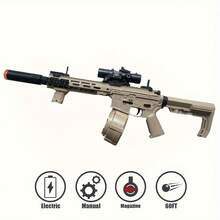 Blaster Gun,Electric Ball Blaster , High Gun Performance Cool Toy Gun, Rechargeable Splatter Ball Toys For Outdoor Activities Shooting Game Party Favors.Christmas And New Year Gifts - Màu be - Xem 2