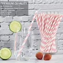 [Quantity Options] Pink Paper Straws - Summer Fruit Party Supplies, Beverage Straws, Suitable For Parties, Holidays, Beach, Birthdays And Holiday Gatherings, Party Tableware | Cute Design | Pink-Themed Products,School Supplies - 100 Pieces - View 8