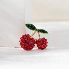 1 Stück elegante und niedliche Kirschfrucht Brosche aus Zinklegierung, Modeaccessoire für Sommer, Damen, für Rucksack, Hut, Schule Obst