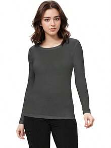 Women's Under Scrub Tee Crew Neck Long Sleeve-Shirt - Arang - View 2
