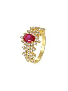 Charm-In 18 Karat vergoldeter Messing luxuriöser, vielseitig einsetzbarer Damenring mit Multi-Zirkonia, Valentinstags-Geschenk