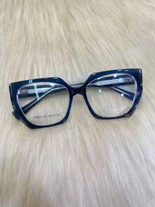 Retro Cat Eye Sunglasses With Black Frame And Polygonal Lenses For Myopia, Female Face, Small And Plain - 藍色 - 查看 1