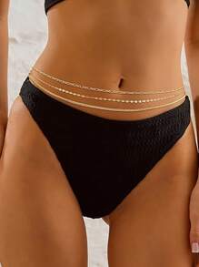 Ladies' Layered Abdominal Chain Adjustable Sexy Bikini Satellite Bead Chain Summer Matte Body Chain Women's Jewelry Gifts